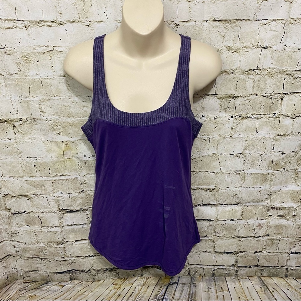 Lululemon Purple Gray Striped Athletic Tank Top